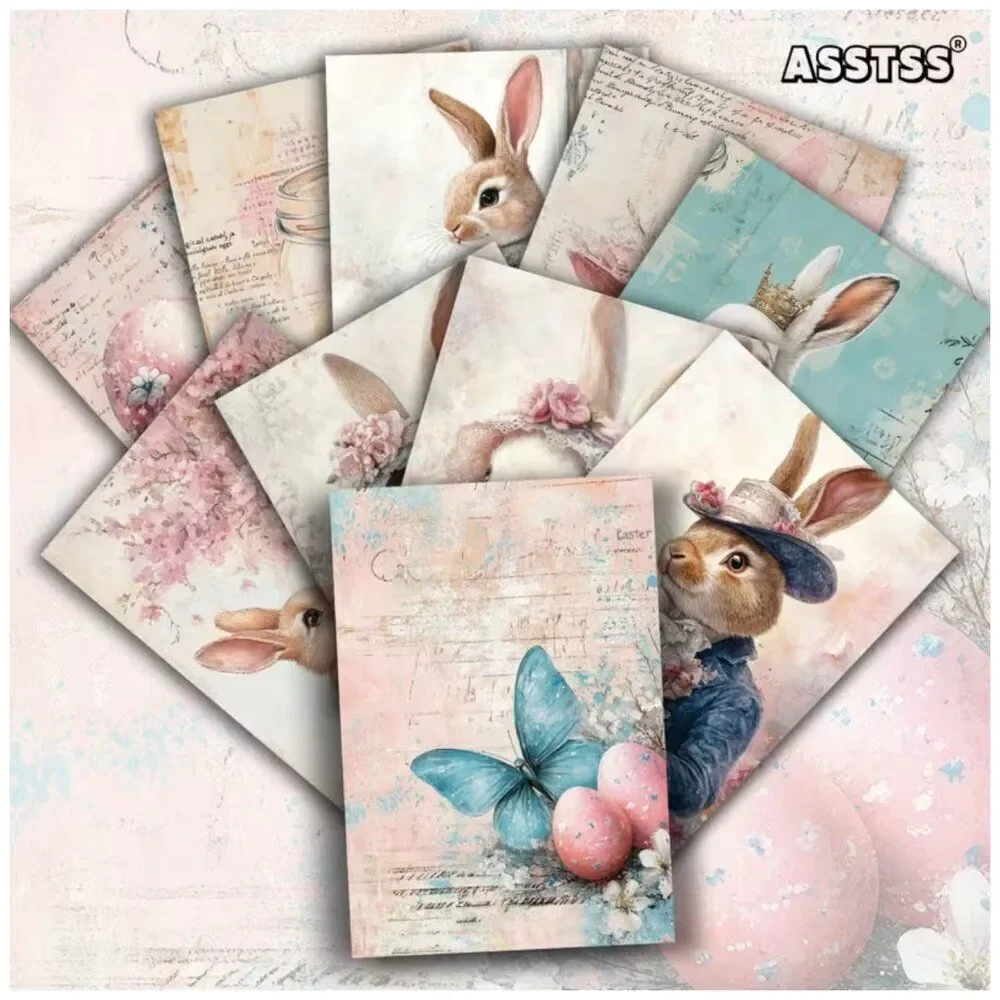NWT 20pc Vintage Easter Bunny Shabby Chic Junk Journal Cards Craft Paper DIY Art